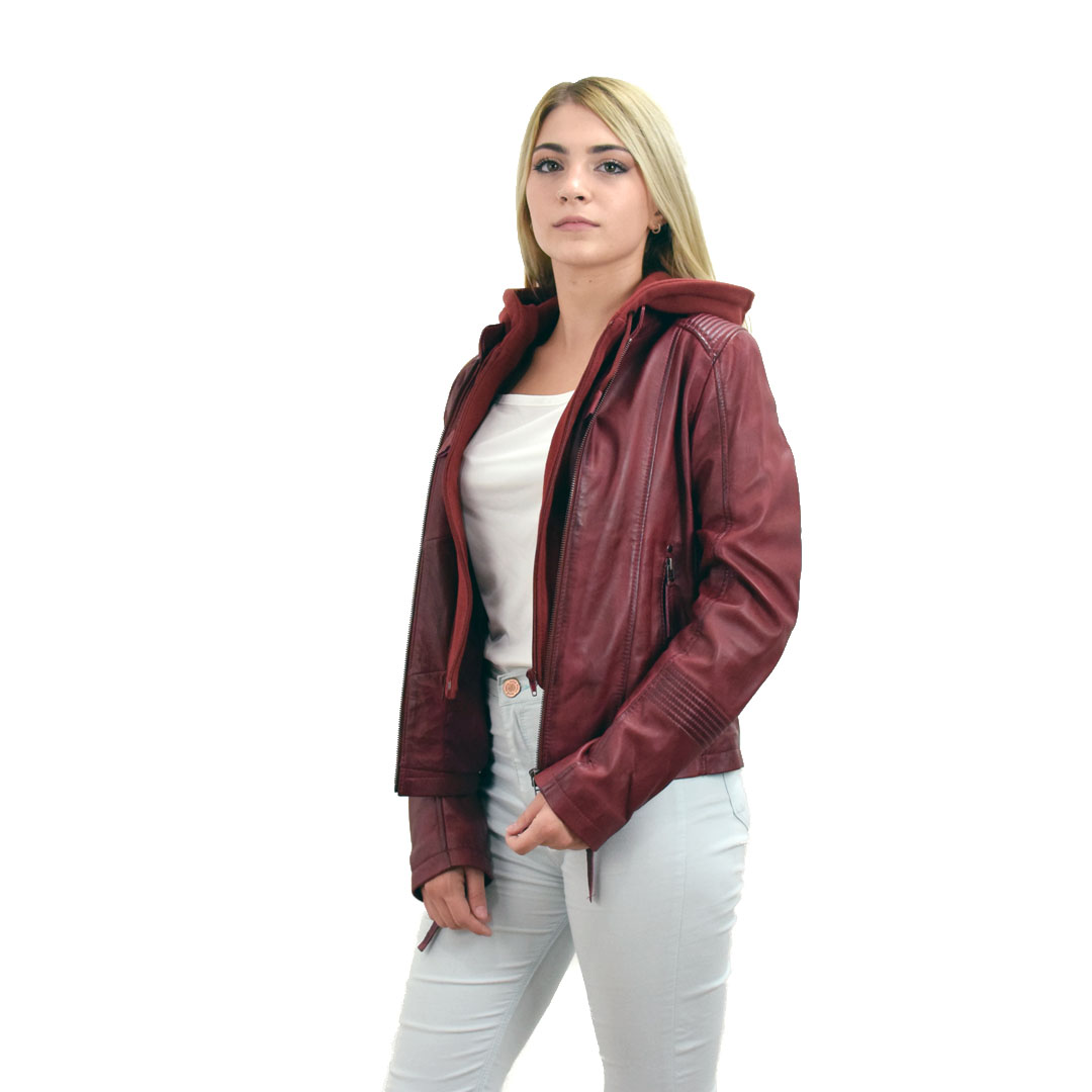 Hooded Leather Two-piece Stand Collar Large Size Coat Women Washed Jacket | Leather  jackets women, Leather jacket with hood, Leather jacket